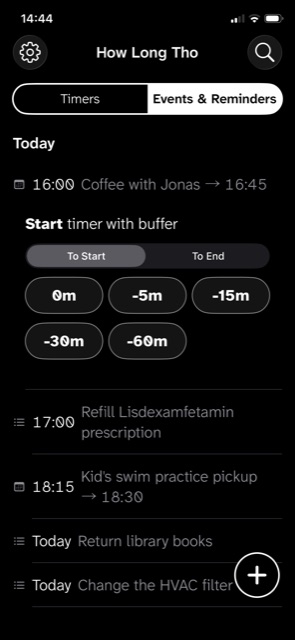 Events & Reminders picker